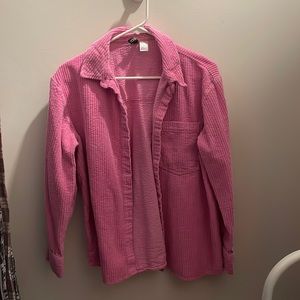 Pink Corduroy Button Up Shirt